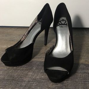 Fergalicious Suede Peep Toe Heels